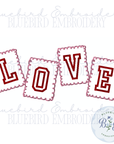 LOVE Stamps Applique Digital Embroidery Design