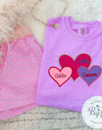 Hearts Trio Applique Zig Zag Digital Embroidery Design