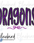 Handwritten Font Applique Dragons Digital Embroidery Design