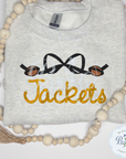 Custom Mascot Embroidered Sweatshirt-Bow & Mini Footballs