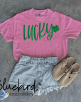 Lucky Hand lettered Digital Embroidery Design
