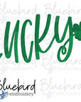 Lucky Hand lettered Digital Embroidery Design