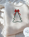Christmas Tree with Bow Applique Digital Embroidery Design