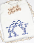 Preppy KY Gingham Embroidered Sweatshirt