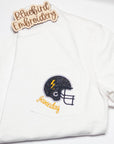 Custom Gameday Football Helmet Glitter Applique Embroidered