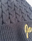 Classic Script Cable Knit Beanie