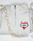 Custom Quarter Zip Embroidered Football Bow Mascot Logo