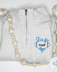 Custom Quarter Zip Embroidered Football Bow Mascot Logo