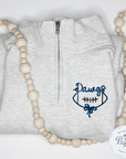 Custom Quarter Zip Embroidered Football Bow Mascot Logo