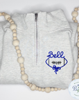 Custom Quarter Zip Embroidered Football Bow Mascot Logo