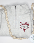 Custom Quarter Zip Embroidered Football Bow Mascot Logo