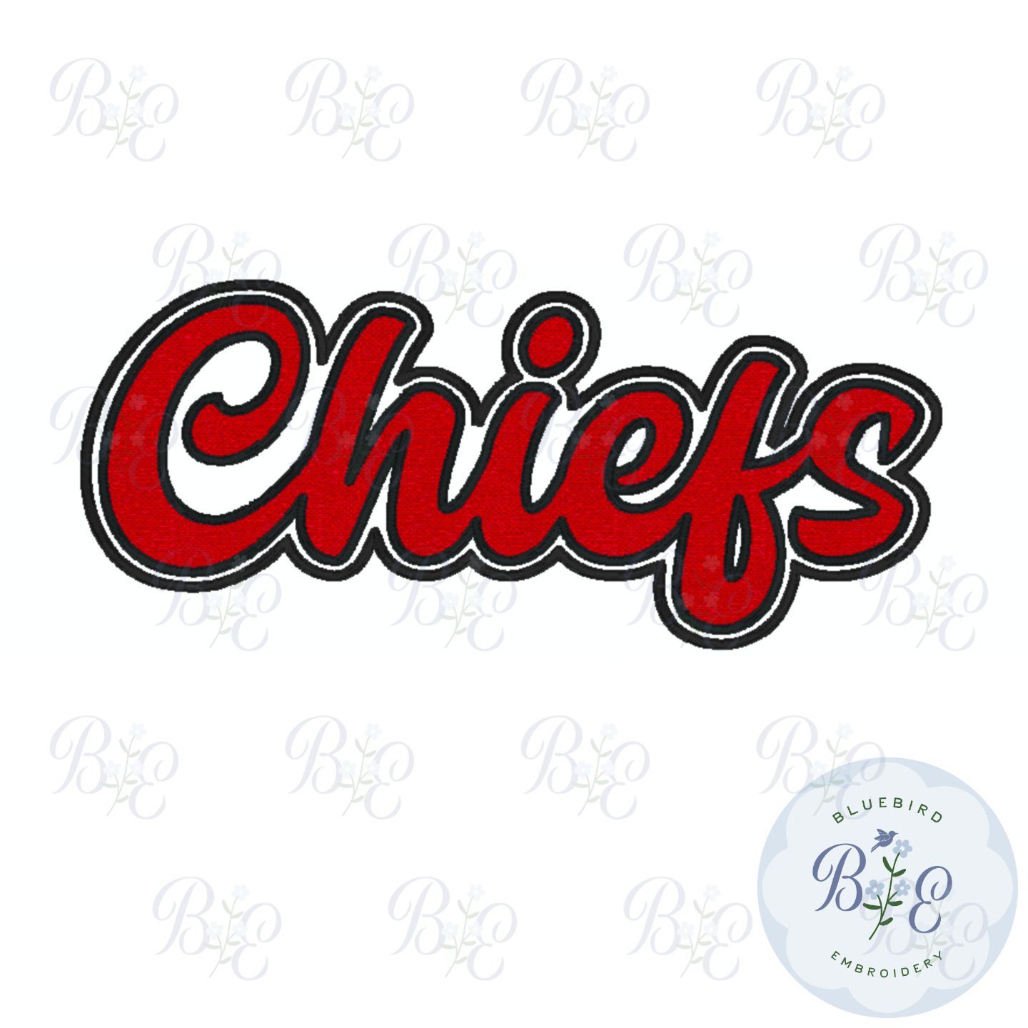 Chiefs Single Satin Applique Digital Embroidery Design