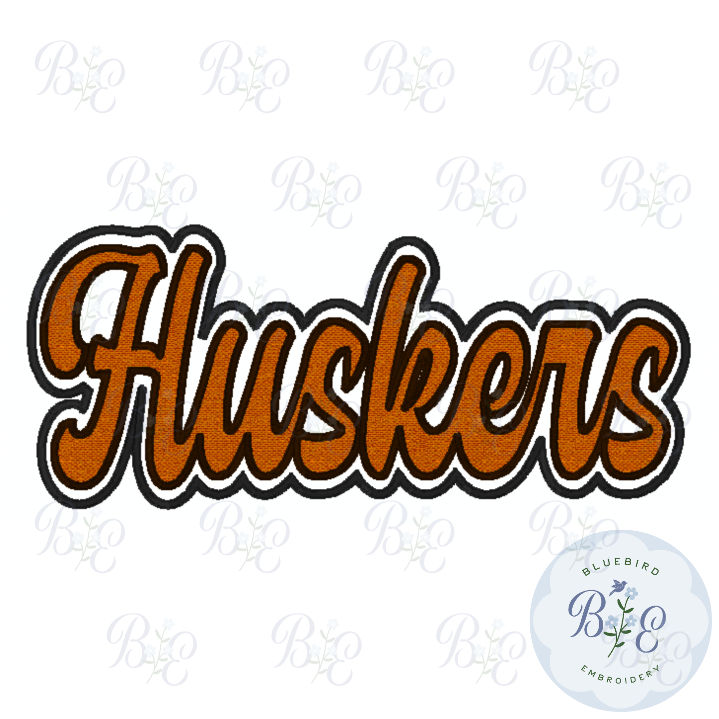 Huskers Single Satin Applique Digital Embroidery Design