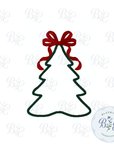 Christmas Tree with Bow Applique Digital Embroidery Design