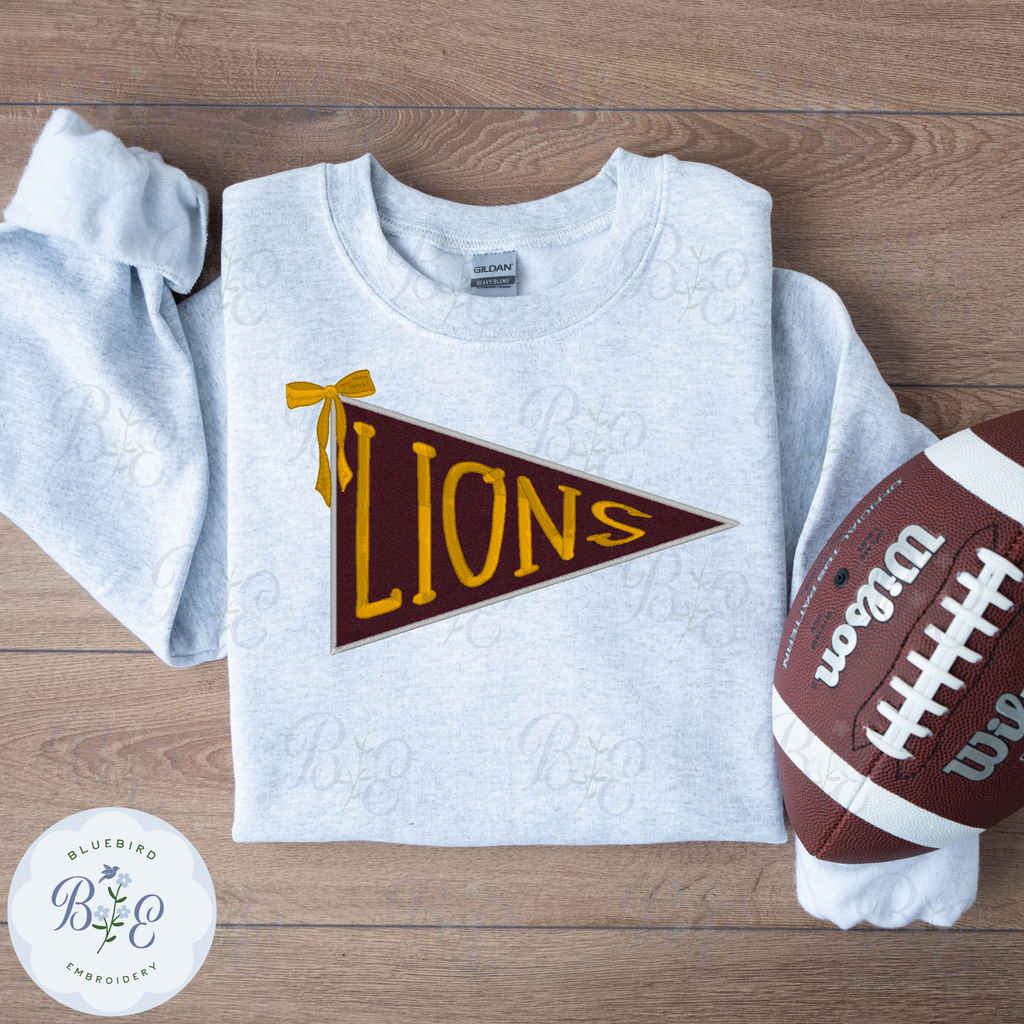 Applique Pennant Lions Digital Embroidery Design