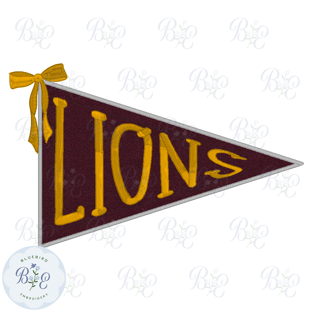 Applique Pennant Lions Digital Embroidery Design