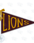 Applique Pennant Lions Digital Embroidery Design