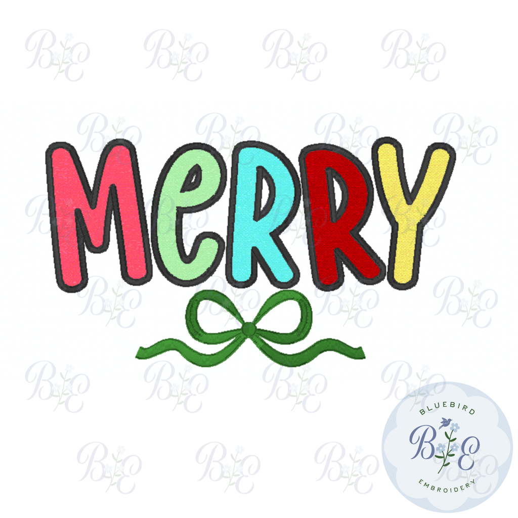 MERRY Applique Digital Embroidery Design