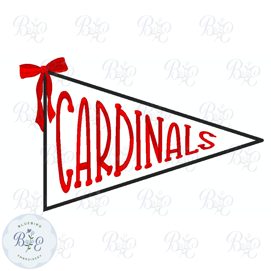 Applique Pennant Cardinals Digital Embroidery Design