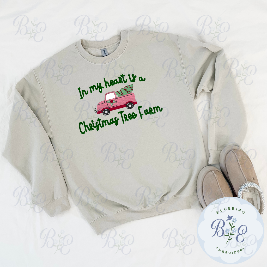 In my heart is a Christmas Tree Farm Digital Embroidery Design