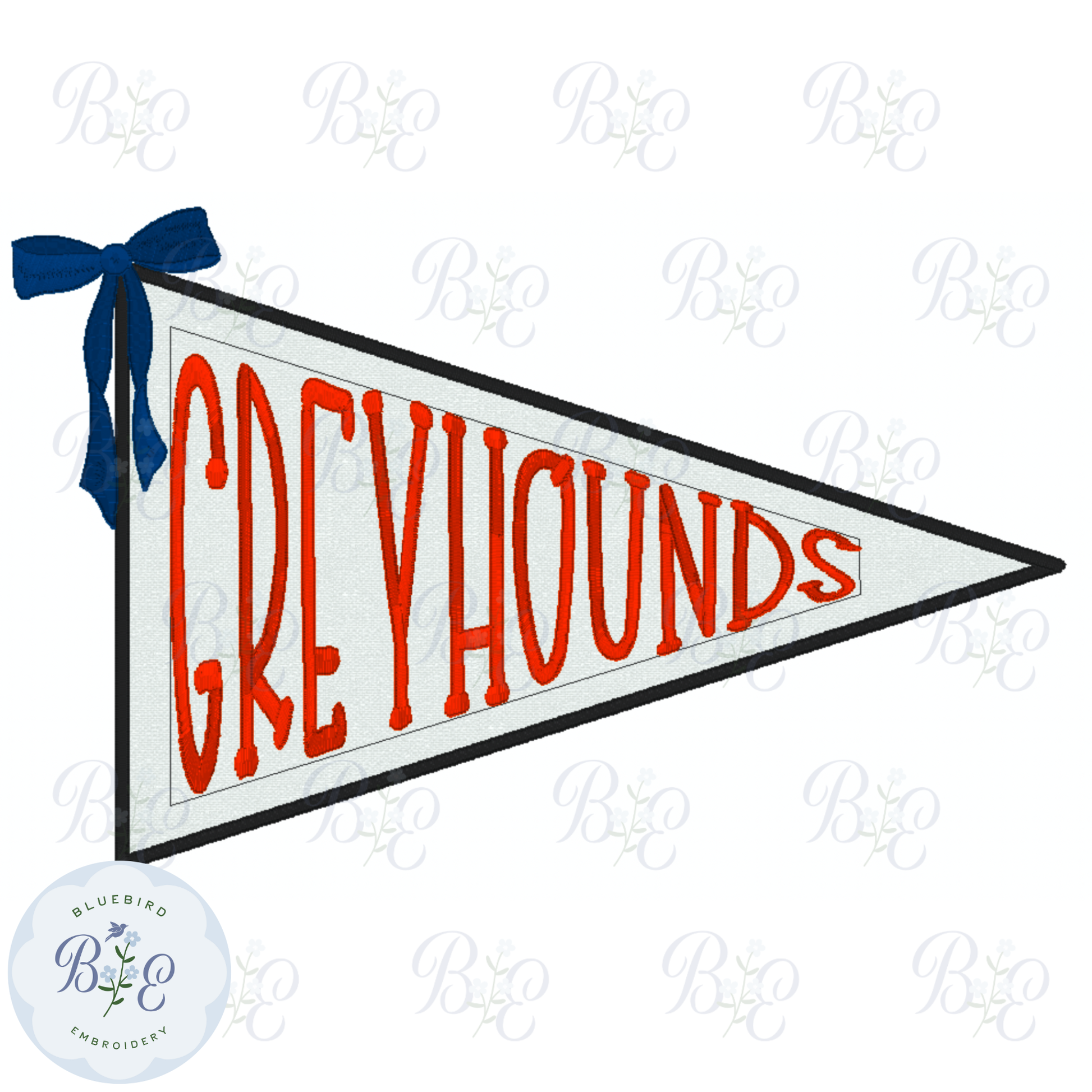 Applique Pennant Greyhounds Digital Embroidery Design