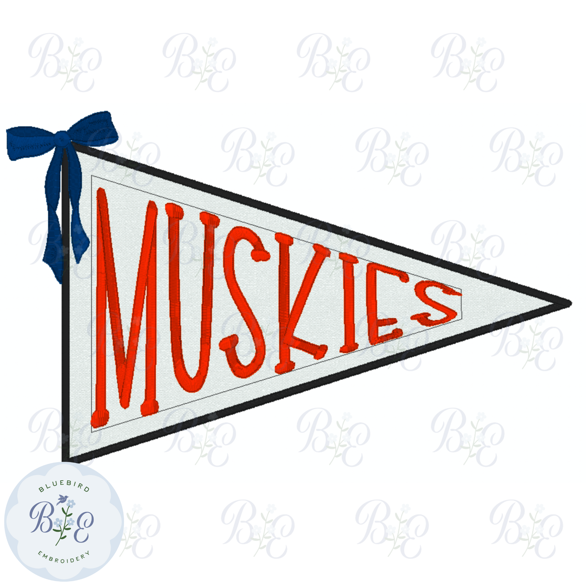Applique Pennant Muskies Digital Embroidery Design