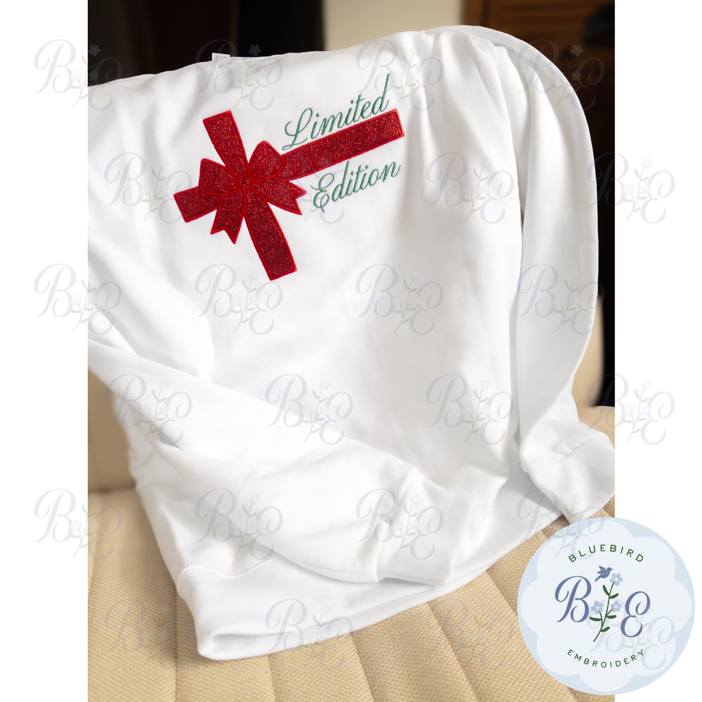 Limited Edition Christmas Bow Applique Digital Embroidery Design