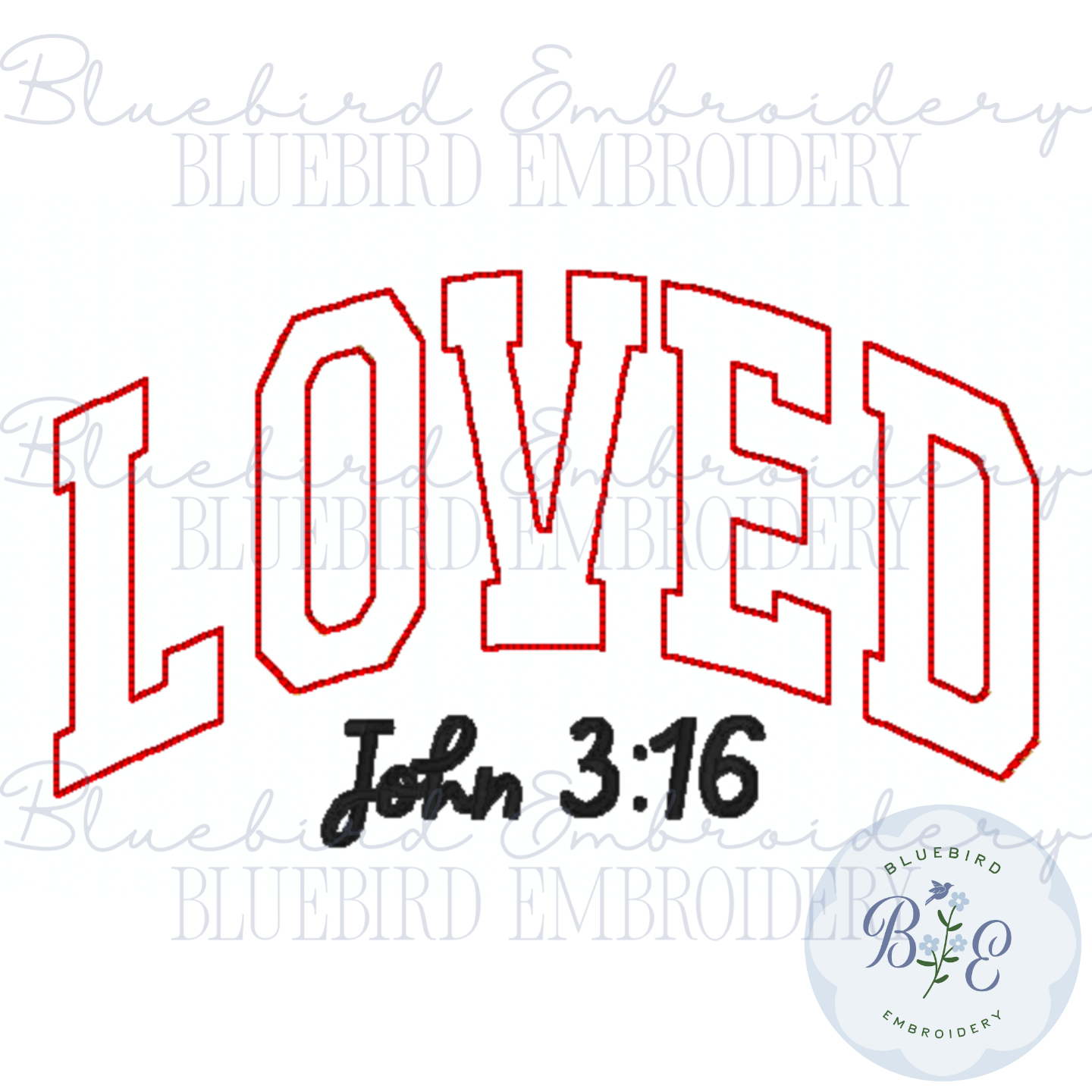 LOVED Bean Stitch Applique Digital Embroidery Design