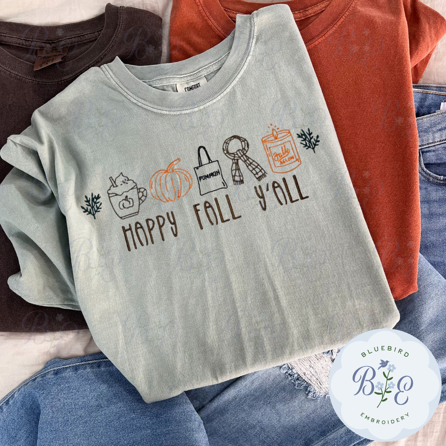 Happy Fall Icons Embroidered
