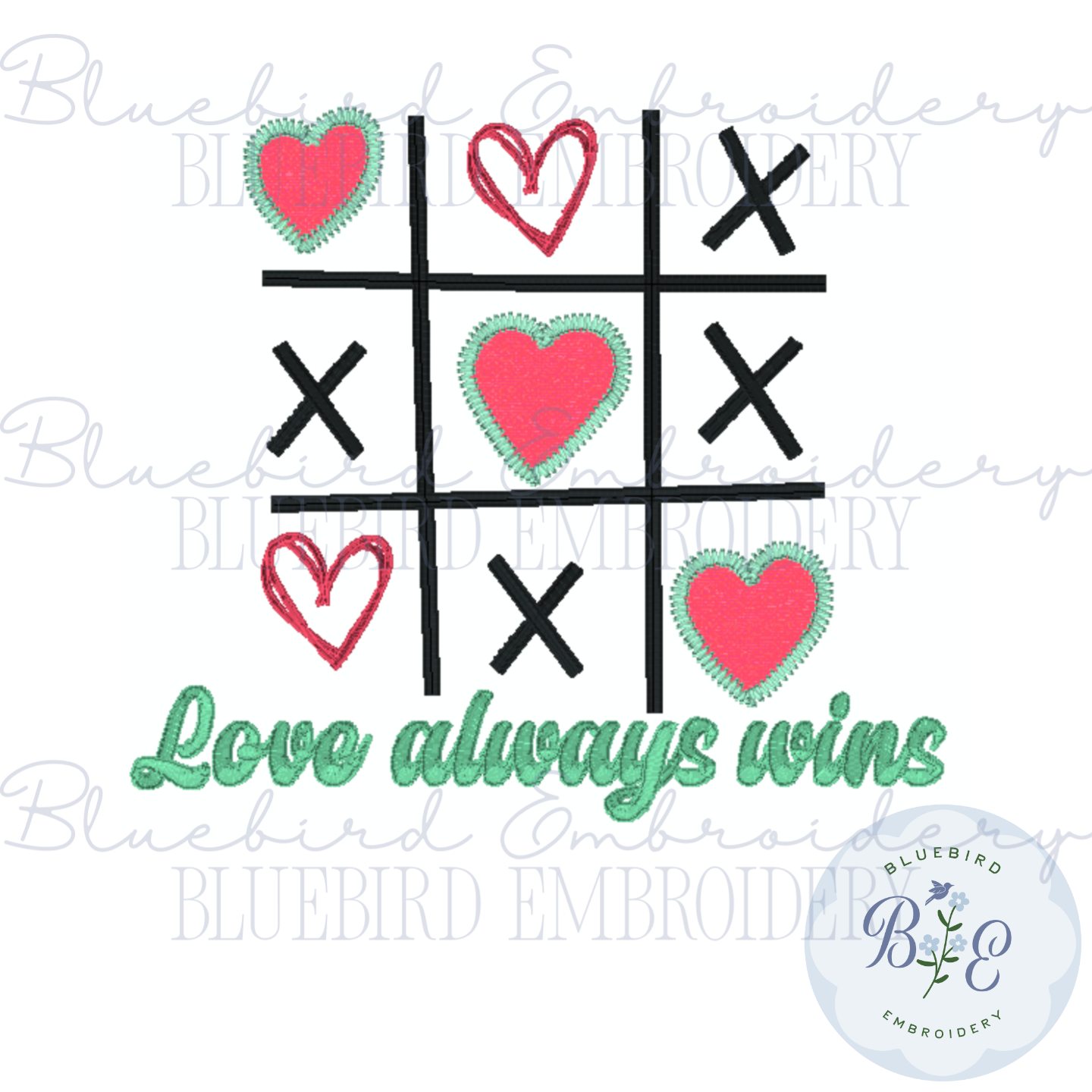 Love Always Wins Applique Zig Zag Digital Embroidery Design