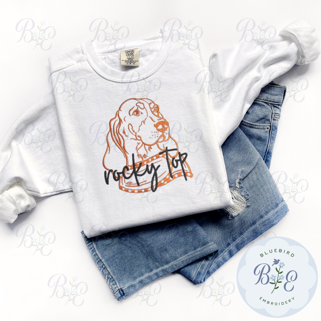 Smokey Rocky Top Outlined Embroidery