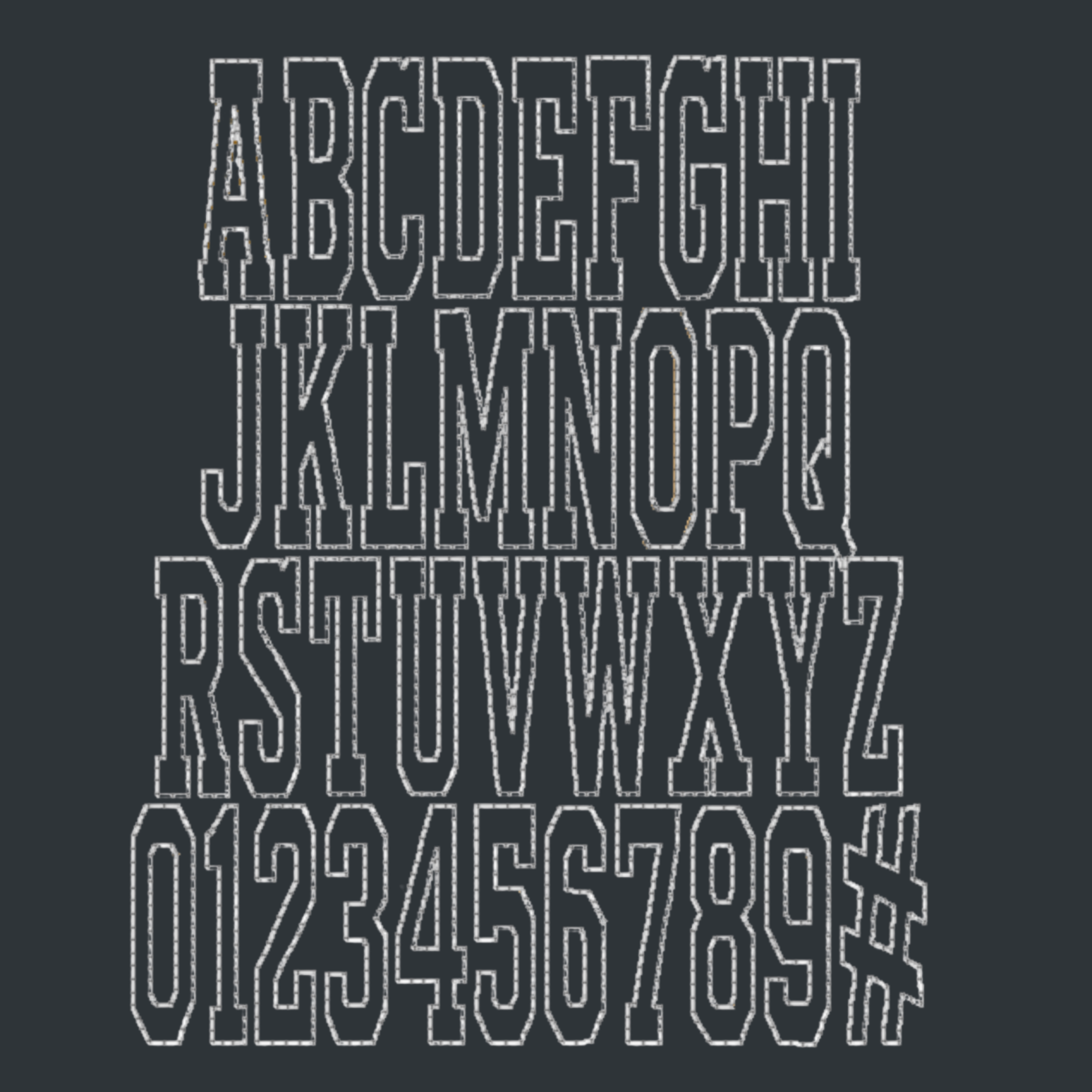 Classic Varsity Applique Bean Native BX Font Digital Embroidery Design