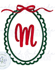 Scallop Bow Monogram Frame Digital Embroidery Design