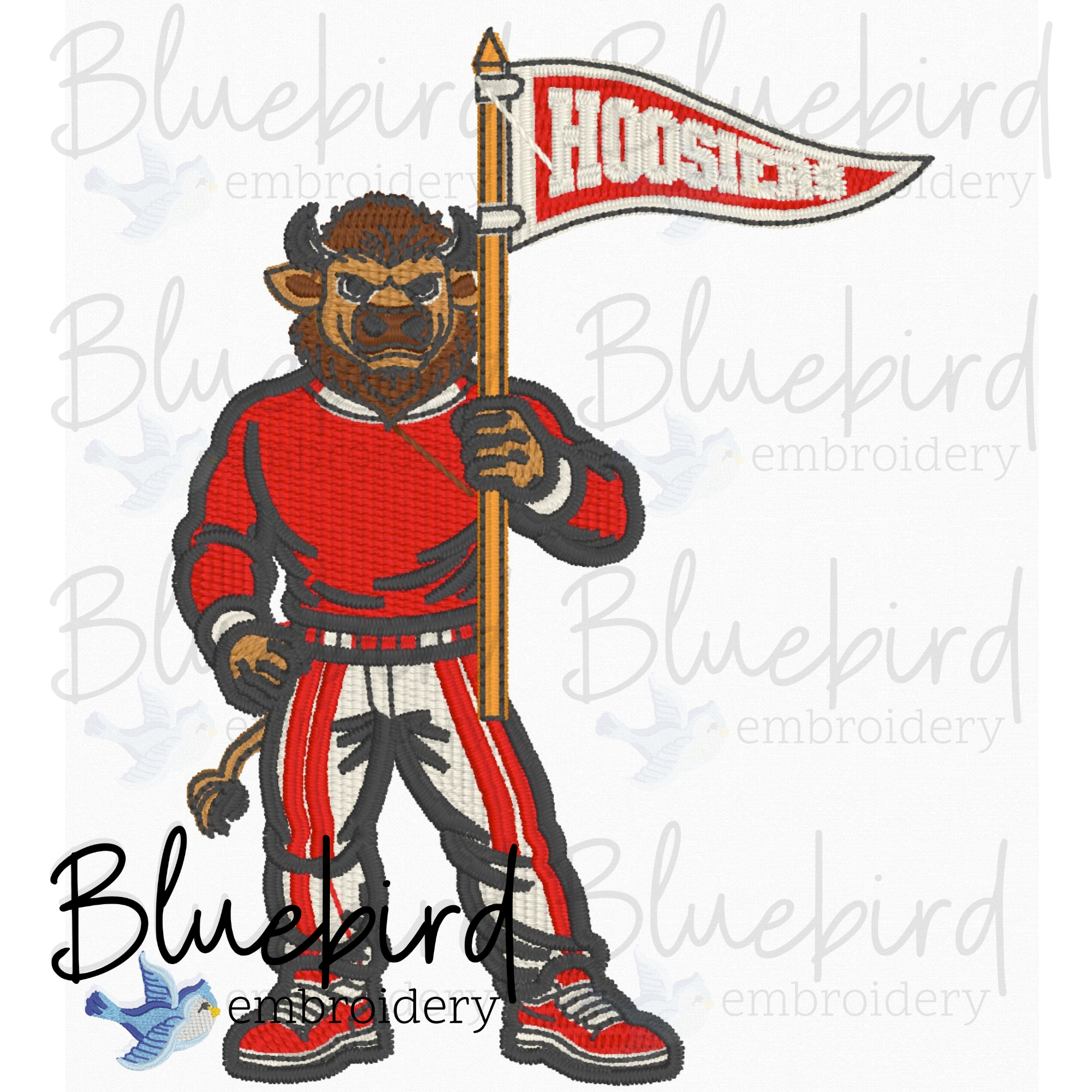 Mascot Embroidery Design – Digital Download | Optional Mascot Personalization