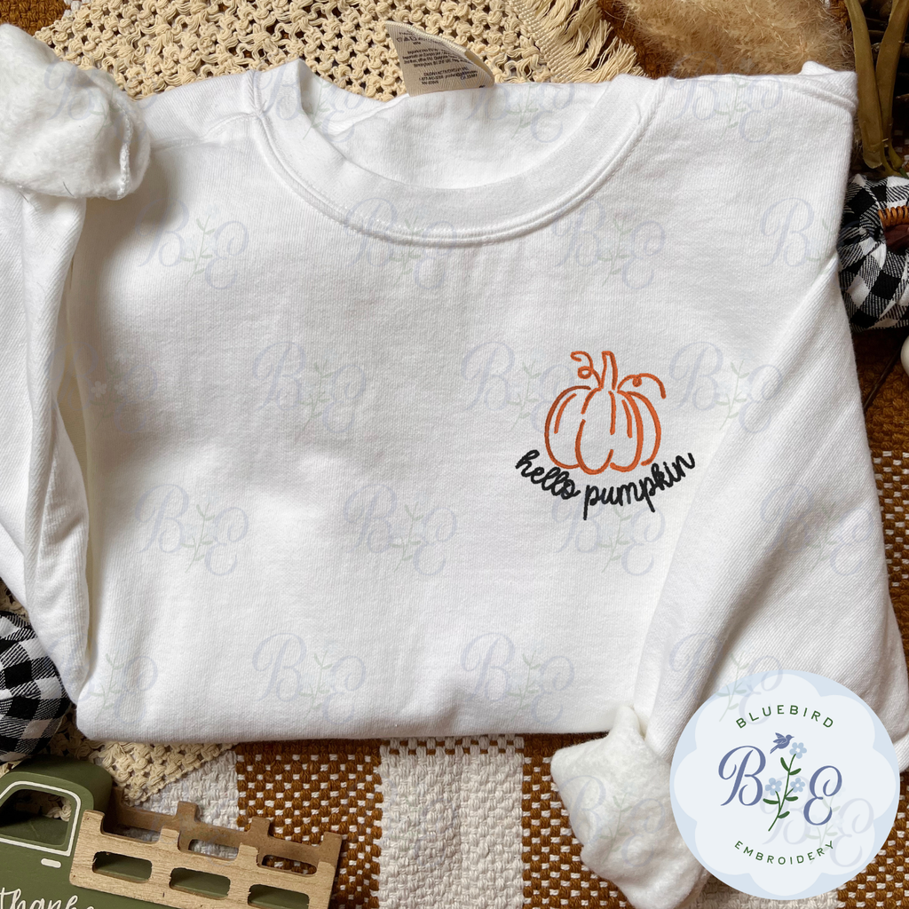 Hello Pumpkin Pocket Digital Embroidery Design