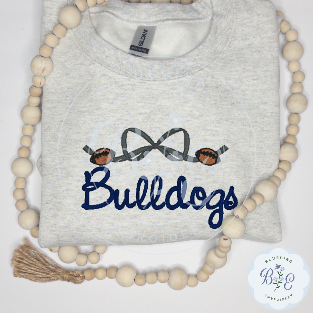 Custom Mascot Embroidered Sweatshirt-Bow & Mini Footballs