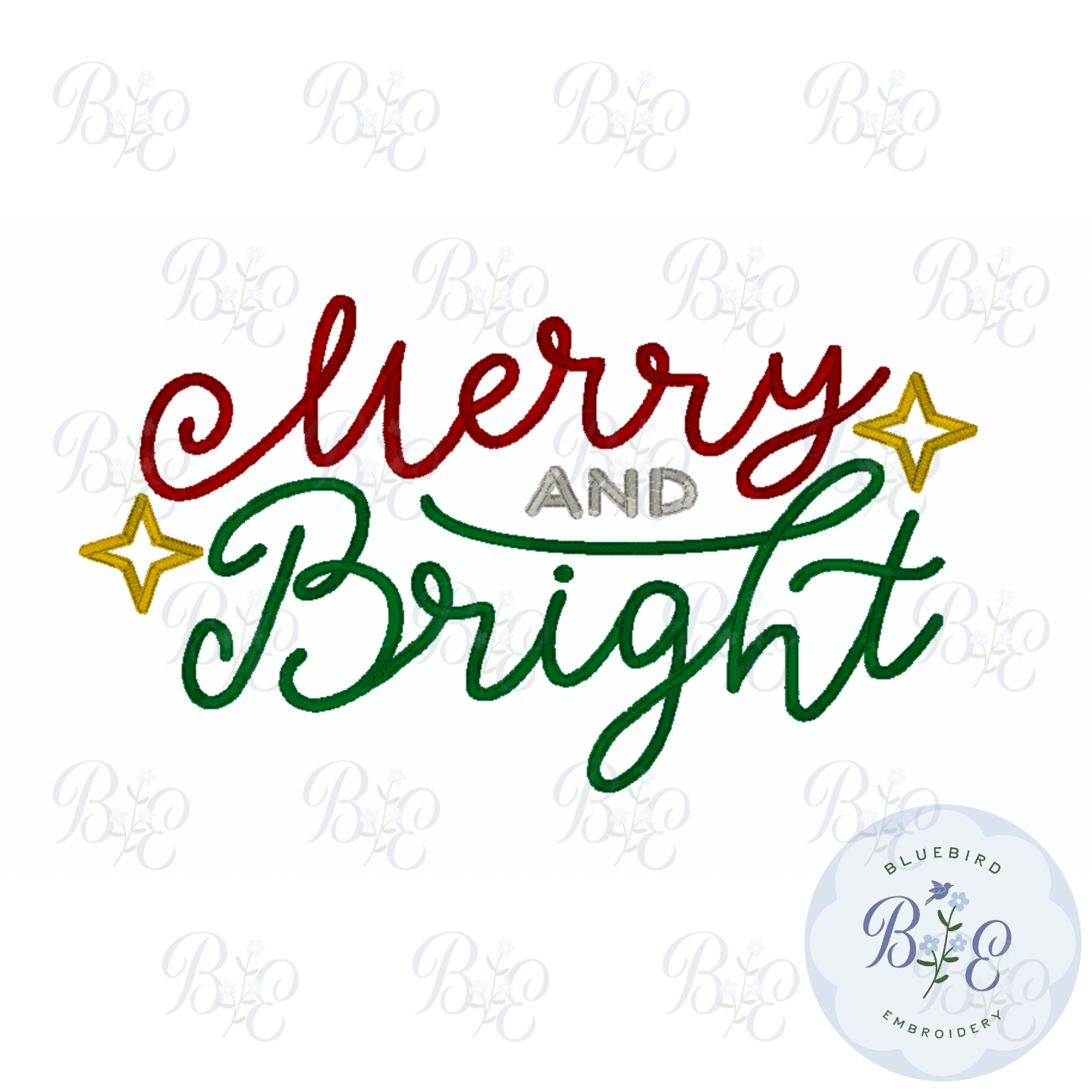 Merry & Bright Applique Stars Digital Embroidery Design