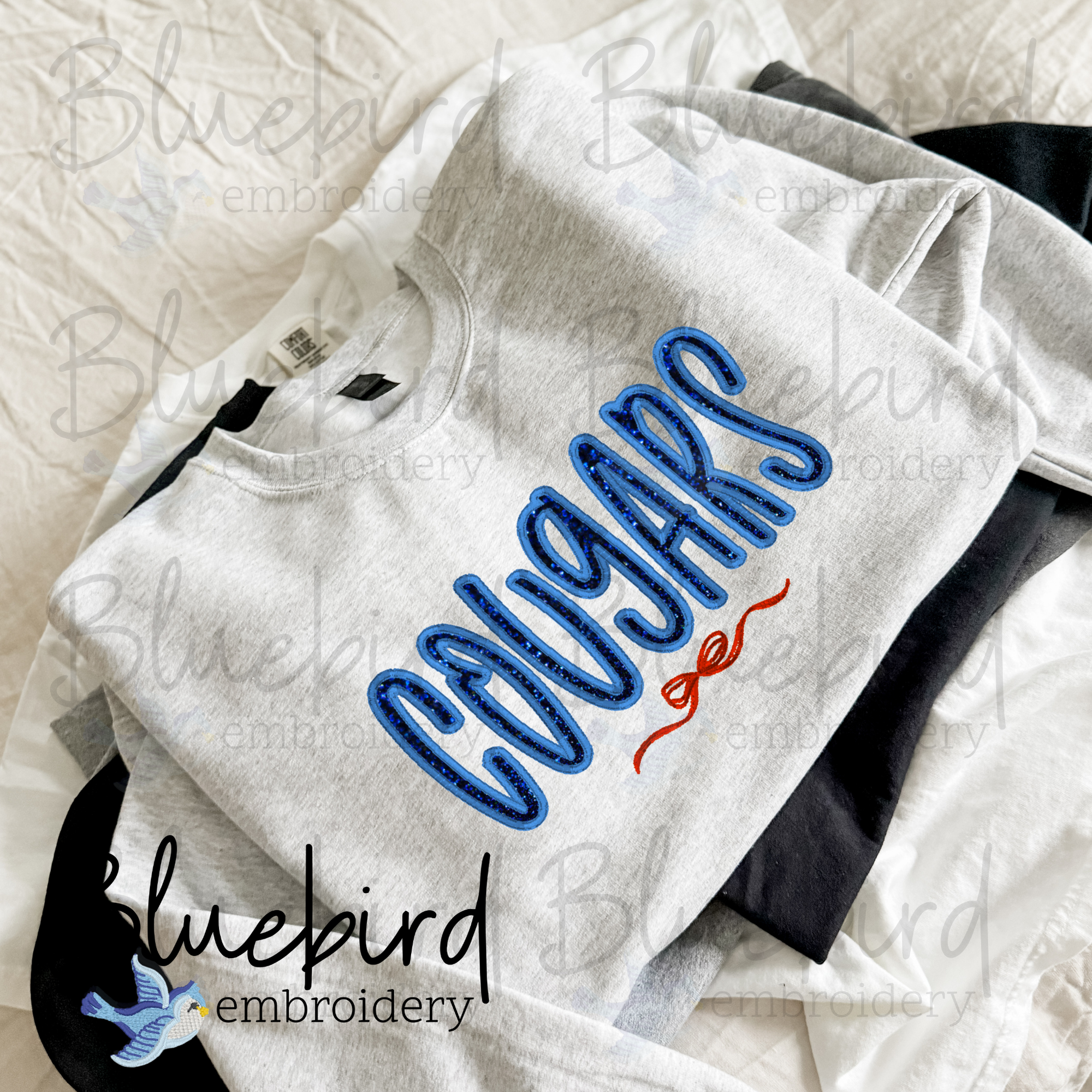 Handwritten Font Applique Cougars Digital Embroidery Design