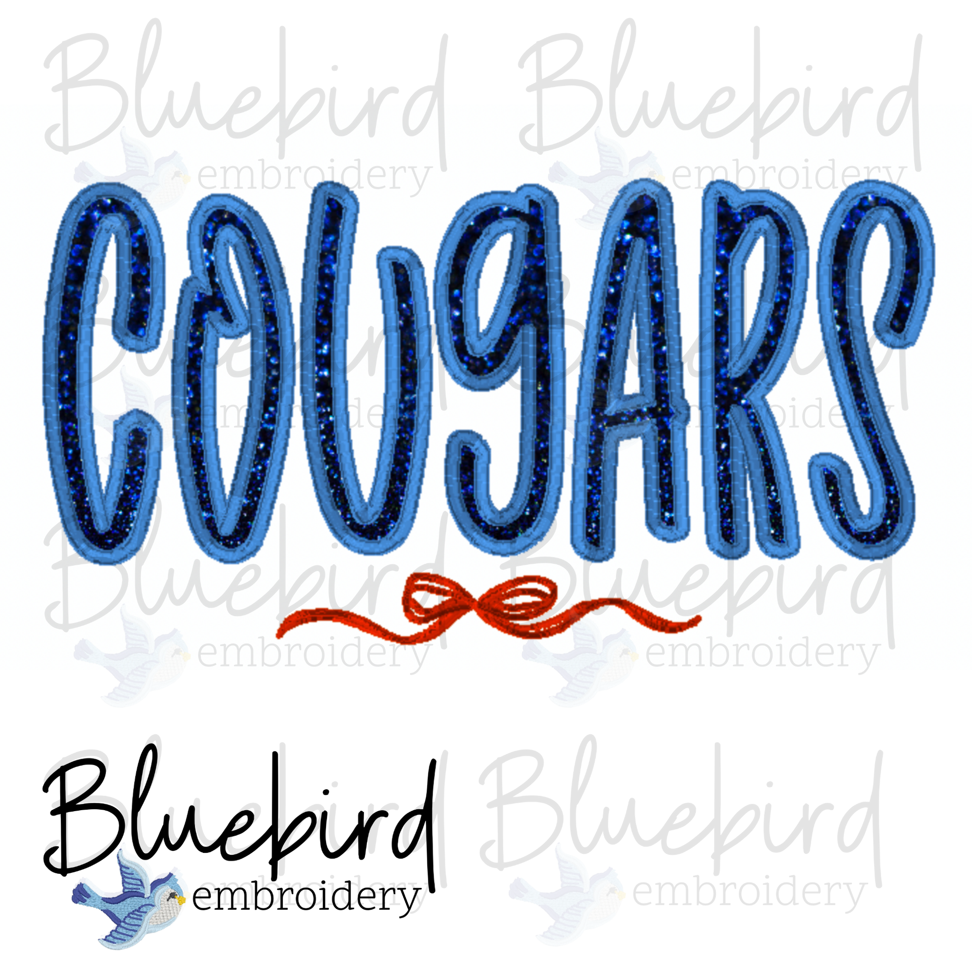 Handwritten Font Applique Cougars Digital Embroidery Design