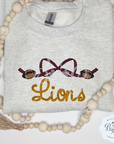 Custom Mascot Embroidered Sweatshirt-Bow & Mini Footballs