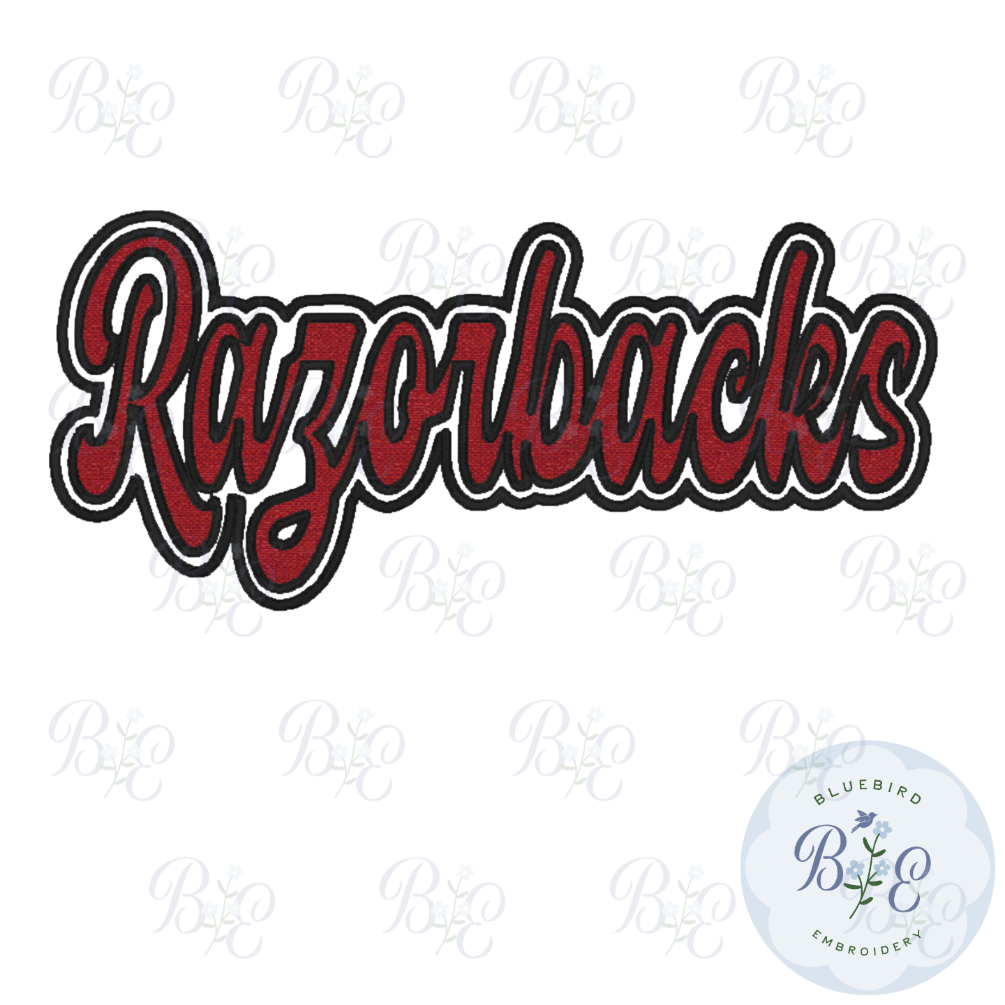 Razorbacks Single Satin Applique Digital Embroidery Design