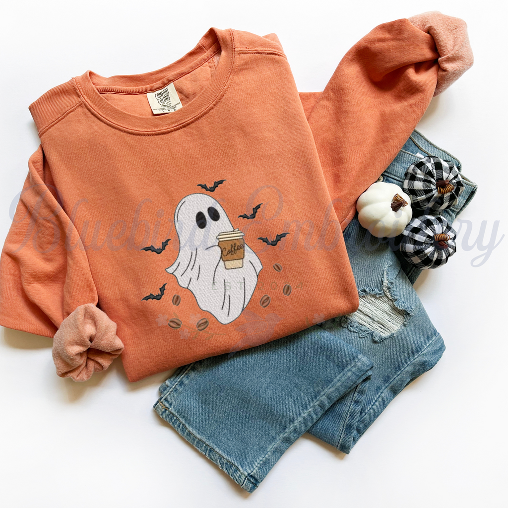 Coffee Ghost Embroidered Crewneck