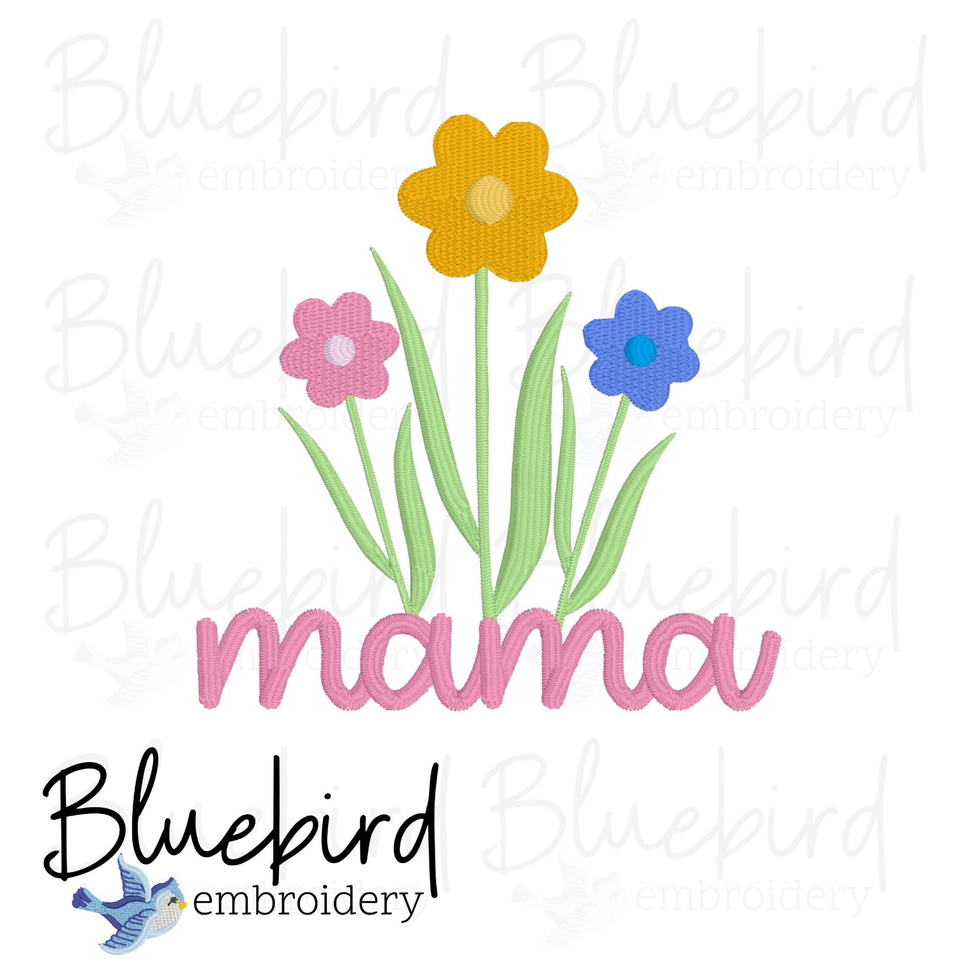 Mama Pocket Flowers Embroidered Tee