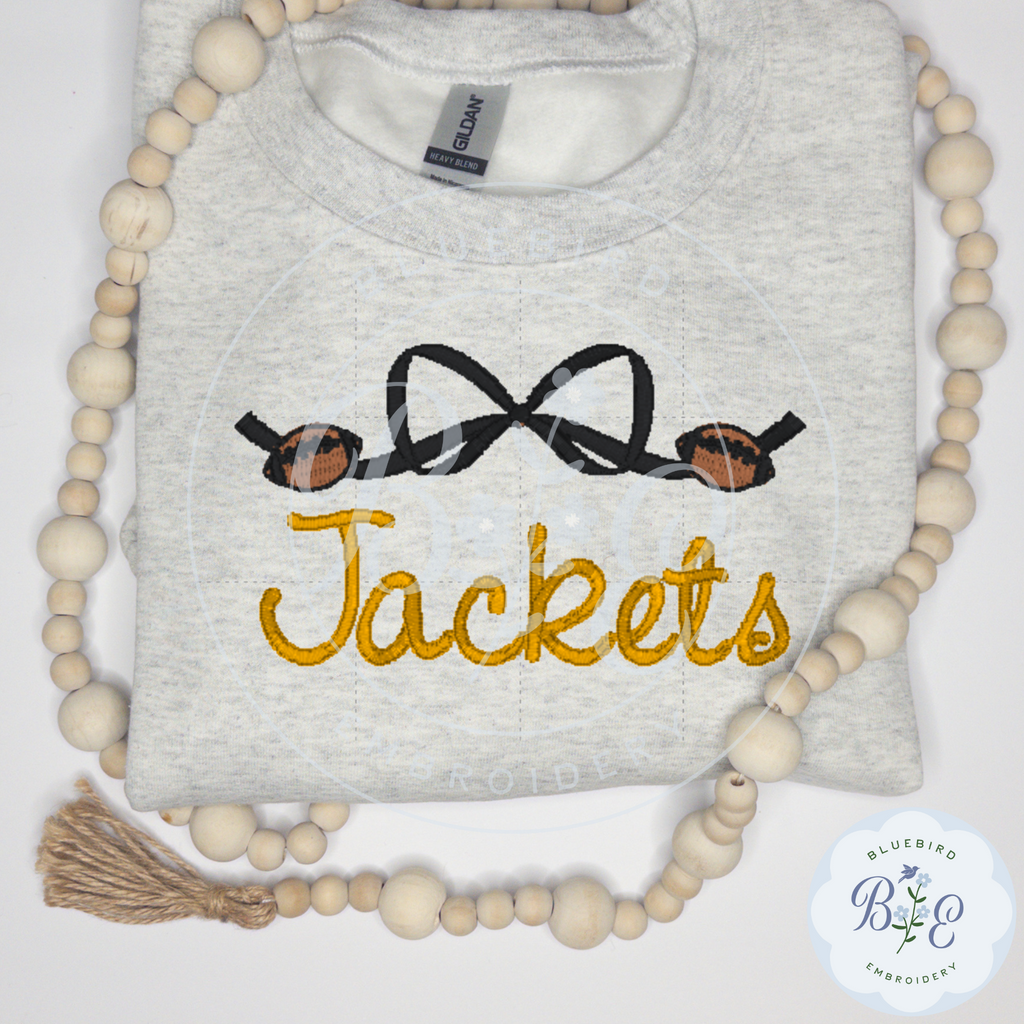 Custom Mascot Embroidered Sweatshirt-Bow & Mini Footballs