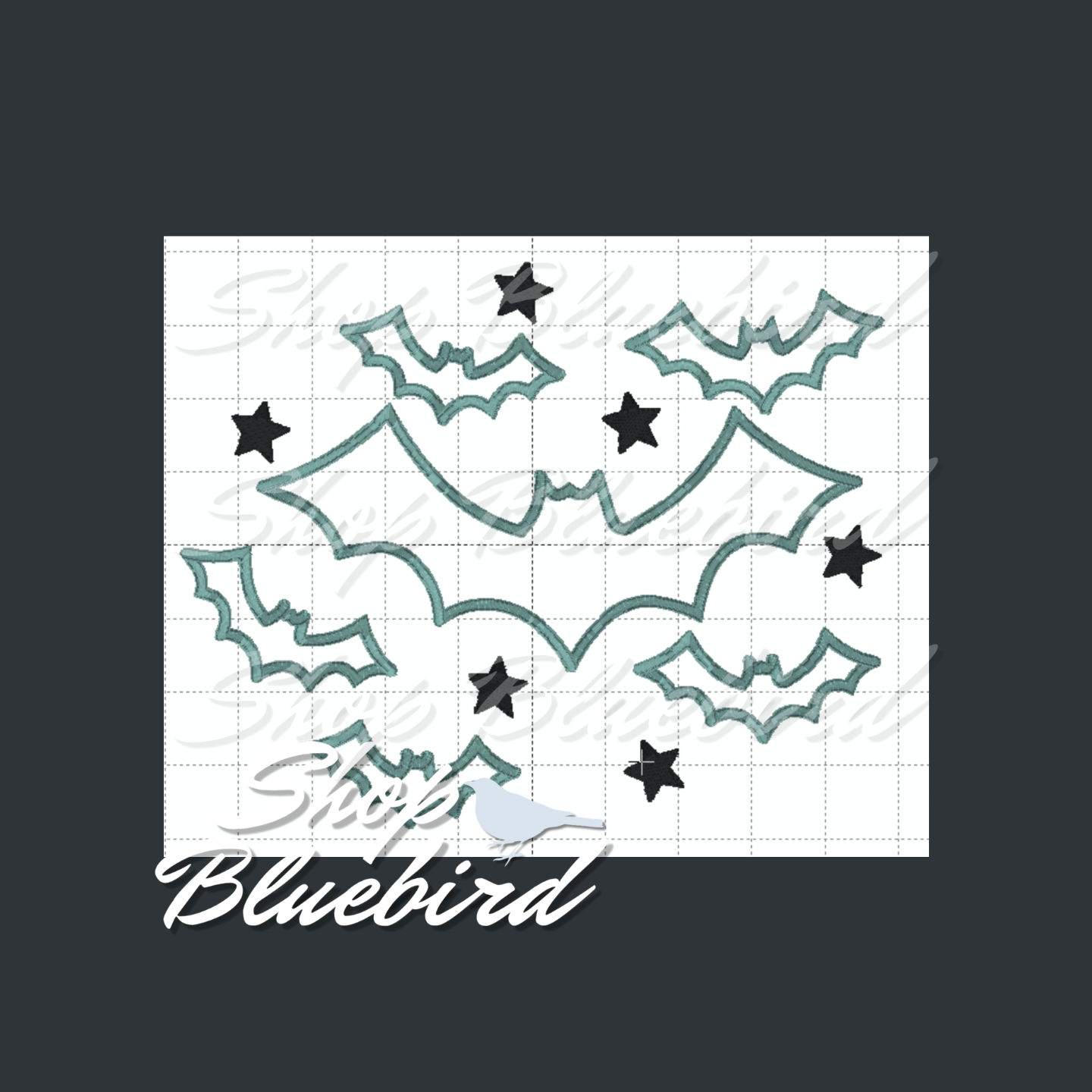 Bats &amp; Stars Applique Digital Embroidery Design