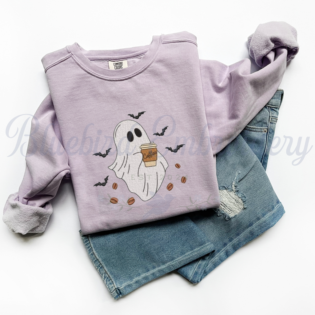 Coffee Ghost Embroidered Crewneck