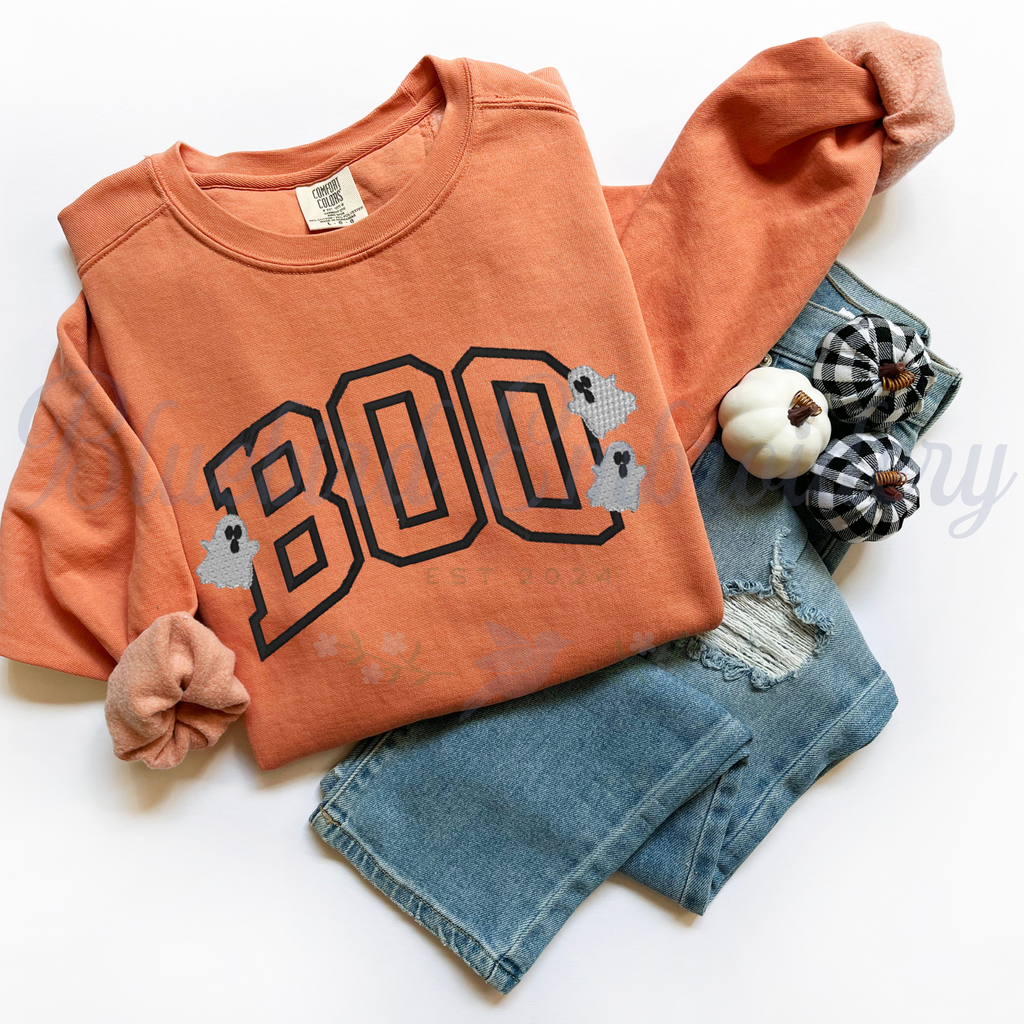 Boo + Ghosts Embroidered Crewneck