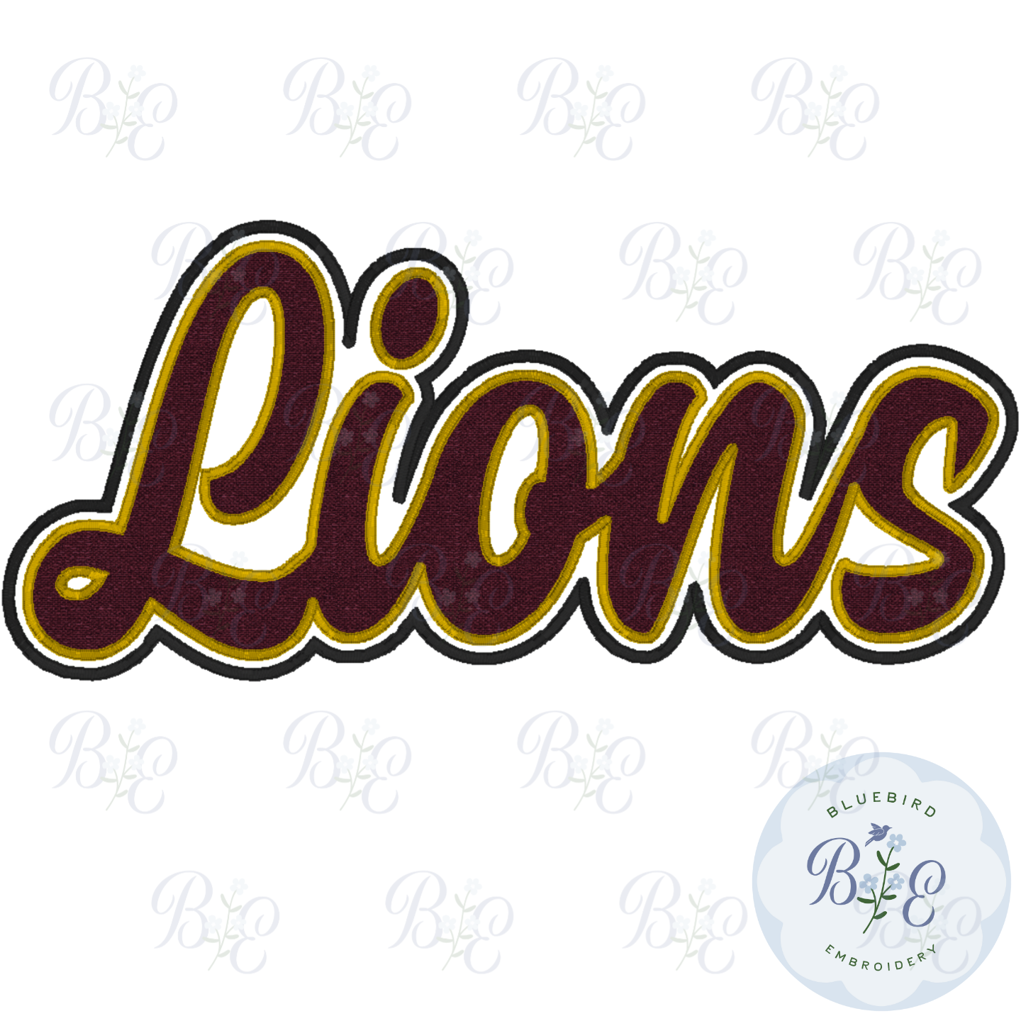 Lions Single Satin Applique Digital Embroidery Design