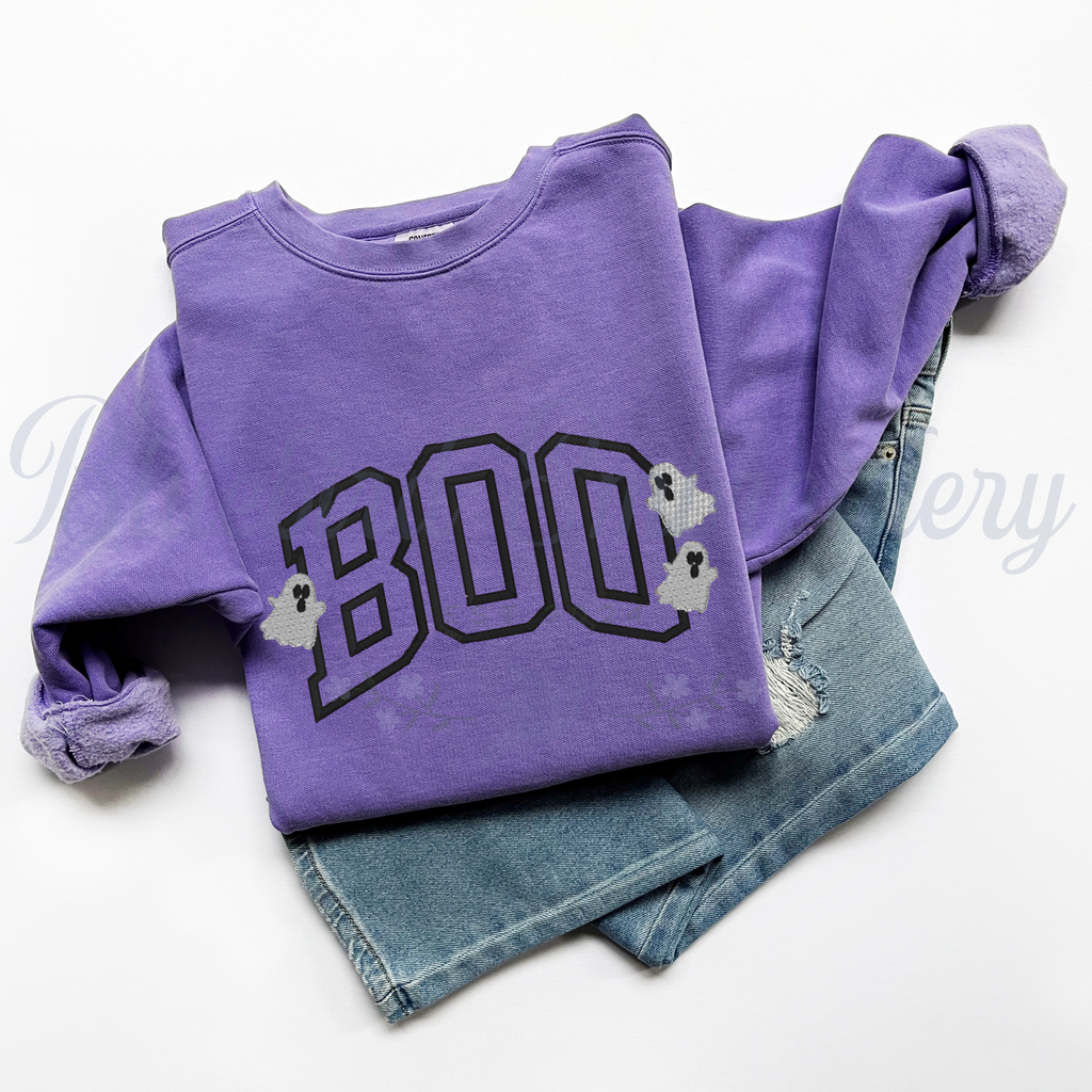 Boo + Ghosts Embroidered Crewneck