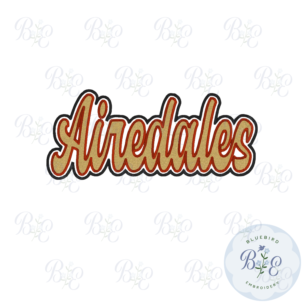 Airedales Single Satin Applique Digital Embroidery Design